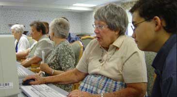 helping senior with computers